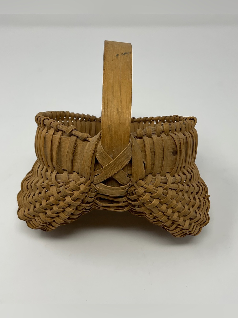 Vintage Miniature Woven Splint Buttocks Basket Primitive Folk Art